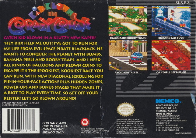 Kid Klown in Crazy Chase - (SNES) Super Nintendo [Pre-Owned] Video Games Kemco   
