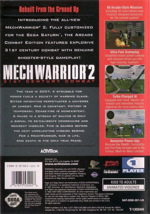 MechWarrior 2: 31st Century Combat (Arcade Combat Edition) - (SS) SEGA Saturn [Pre-Owned]