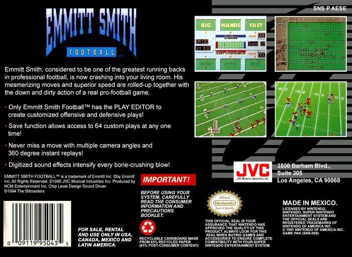 Emmitt Smith Football - (SNES) Super Nintendo [Pre-Owned] Video Games JVC Musical Industries, Inc.   