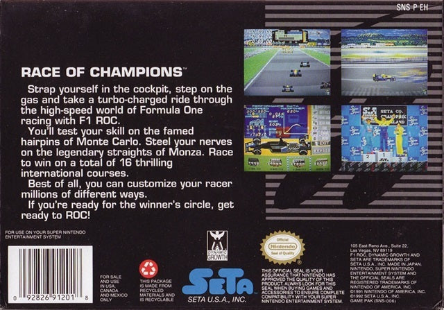 F1 ROC: Race of Champions - (SNES) Super Nintendo [Pre-Owned] Video Games Seta Corporation   