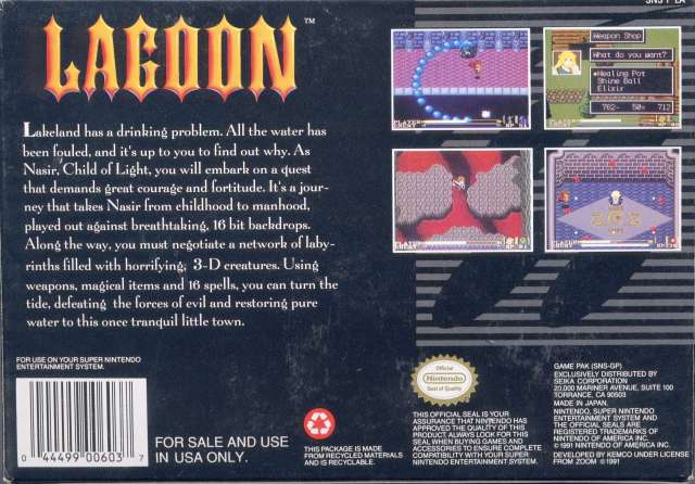 Lagoon - (SNES) Super Nintendo [Pre-Owned] Video Games Kemco   