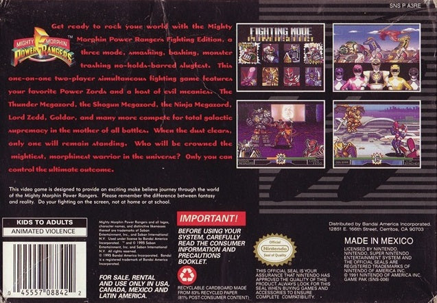 Mighty Morphin Power Rangers: The Fighting Edition - (SNES) Super Nintendo [Pre-Owned] Video Games Bandai America Inc.