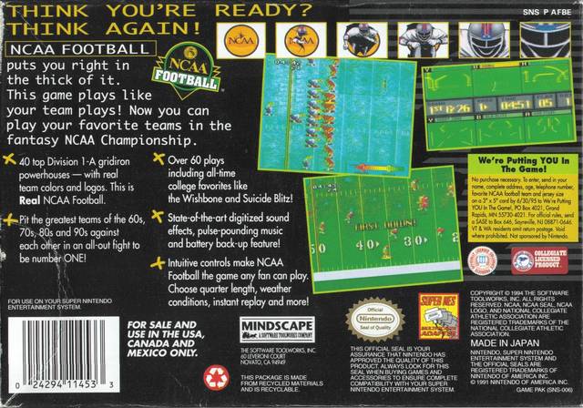 NCAA Football - (SNES) Super Nintendo [Pre-Owned] Video Games Mindscape   