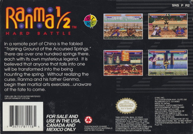Ranma 1/2: Hard Battle - (SNES) Super Nintendo [Pre-Owned] Video Games DTMC   