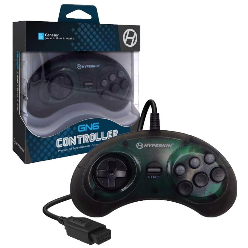 Hyperkin Sega Genesis GN6 Premium Six Button Gamepad Controller (Space Black) - Sega Genesis Accessories Hyperkin