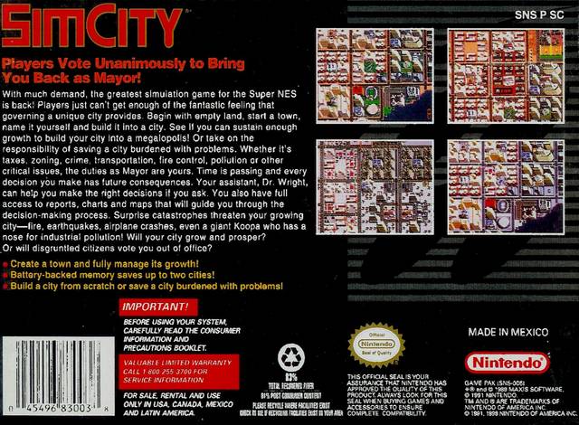 SimCity (Player's Choice) - (SNES) Super Nintendo [Pre-Owned] Video Games Nintendo