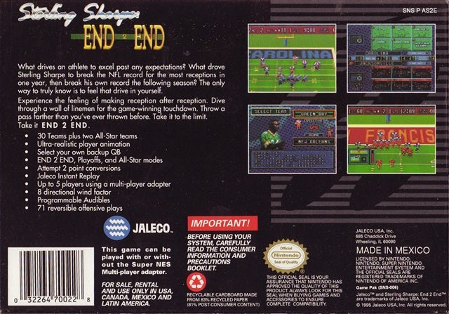 Sterling Sharpe: End 2 End - (SNES) Super Nintendo [Pre-Owned] Video Games Jaleco Entertainment   