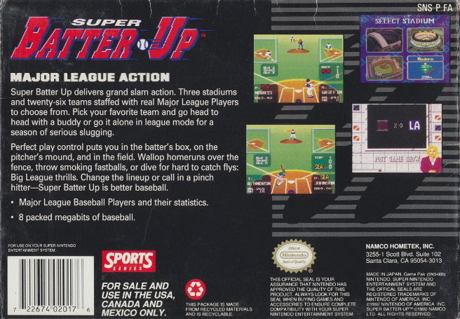 Super Batter Up - (SNES) Super Nintendo [Pre-Owned] Video Games Namco   