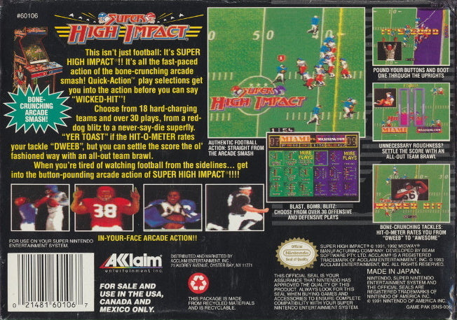 Super High Impact - (SNES) Super Nintendo [Pre-Owned] Video Games Acclaim   