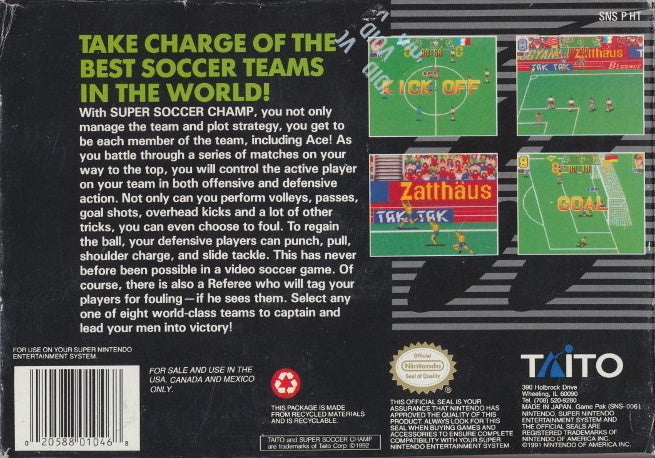 Super Soccer Champ - (SNES) Super Nintendo [Pre-Owned] Video Games Taito Corporation   