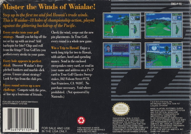 True Golf Classics: Waialae Country Club - (SNES) Super Nintendo [Pre-Owned] Video Games T&E Soft   