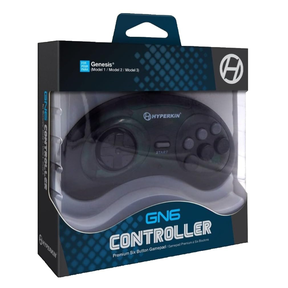 Hyperkin Sega Genesis GN6 Premium Six Button Gamepad Controller (Space Black) - Sega Genesis Accessories Hyperkin