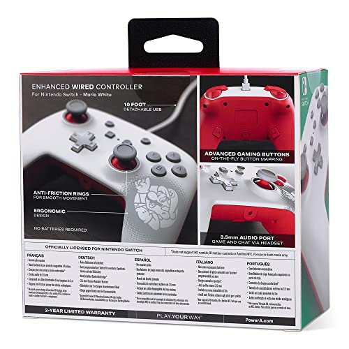 PowerA Enhanced Wired Controller (Mario White) - (NSW Nintendo Switch ACCESSORIES PowerA