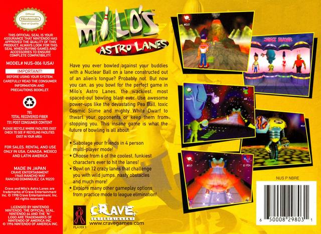 Milo's Astro Lanes - (N64) Nintendo 64 [Pre-Owned] Video Games Crave