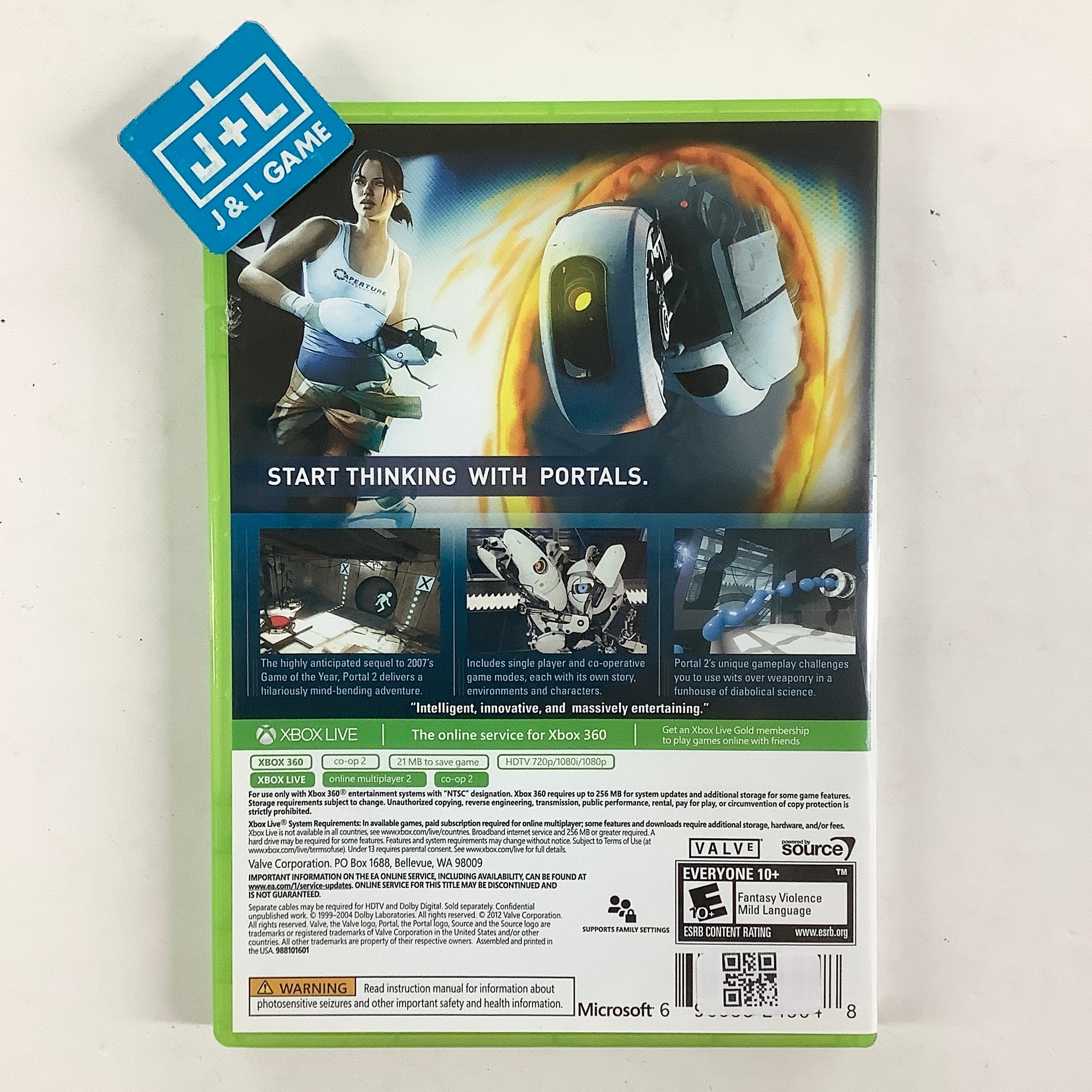 Portal 2 (Platinum Hits) - Xbox 360 [Pre-Owned] Video Games Valve Software
