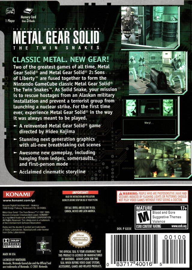 Metal Gear Solid: The Twin Snakes (Player's Choice) - (GC) GameCube [Pre-Owned] Video Games Konami