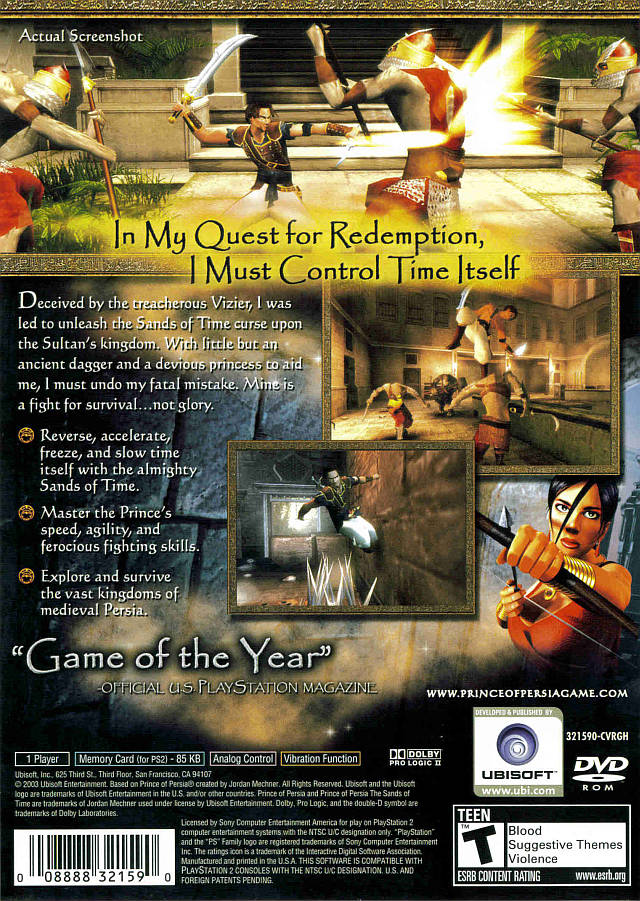 Prince of Persia: The Sands of Time (Greatest Hits) - (PS2) PlayStation 2 [Pre-Owned] Video Games Ubisoft   