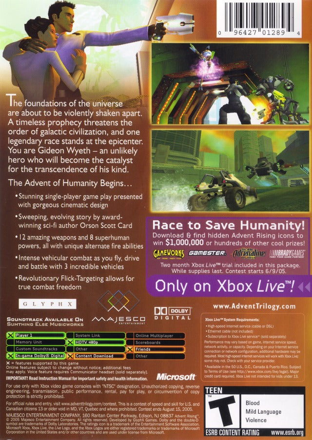 Advent Rising - (XB) Xbox Video Games Majesco   