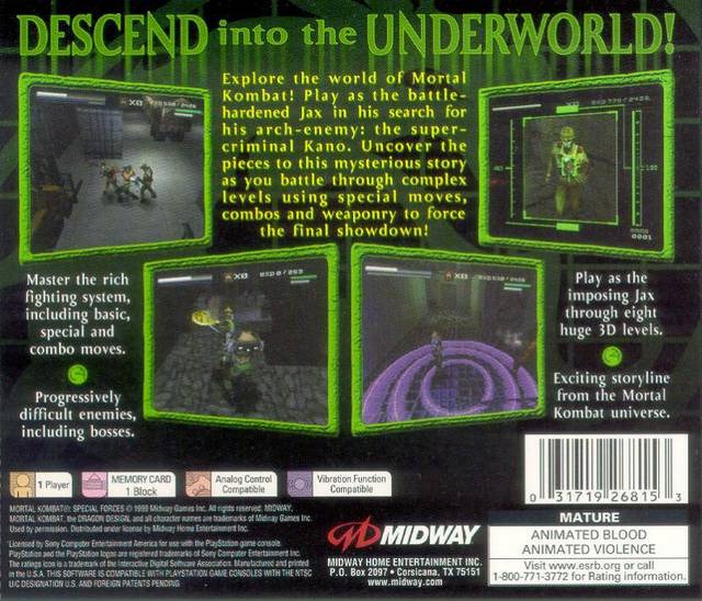 Mortal Kombat: Special Forces - (PS1) Playstation 1 [Pre-Owned] Video Games Midway   