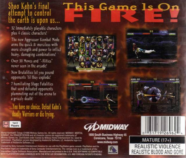 Mortal Kombat Trilogy - (PS1) PlayStation 1 [Pre-Owned] Video Games Midway   