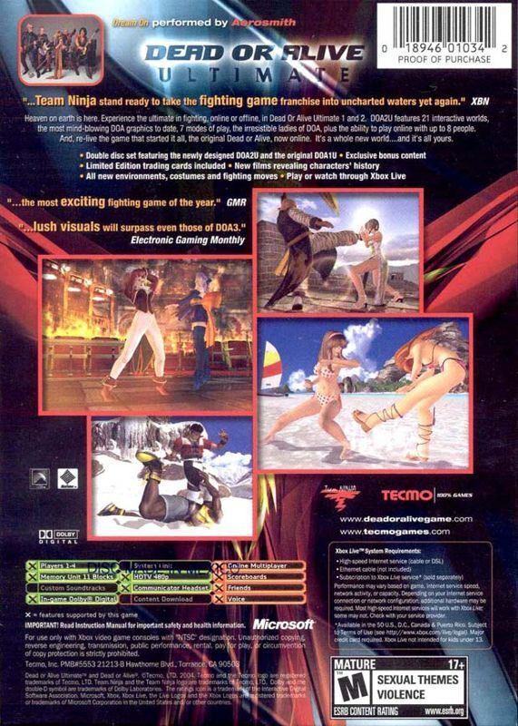 Dead or Alive Ultimate - (XB) Xbox [Pre-Owned] Video Games Tecmo   