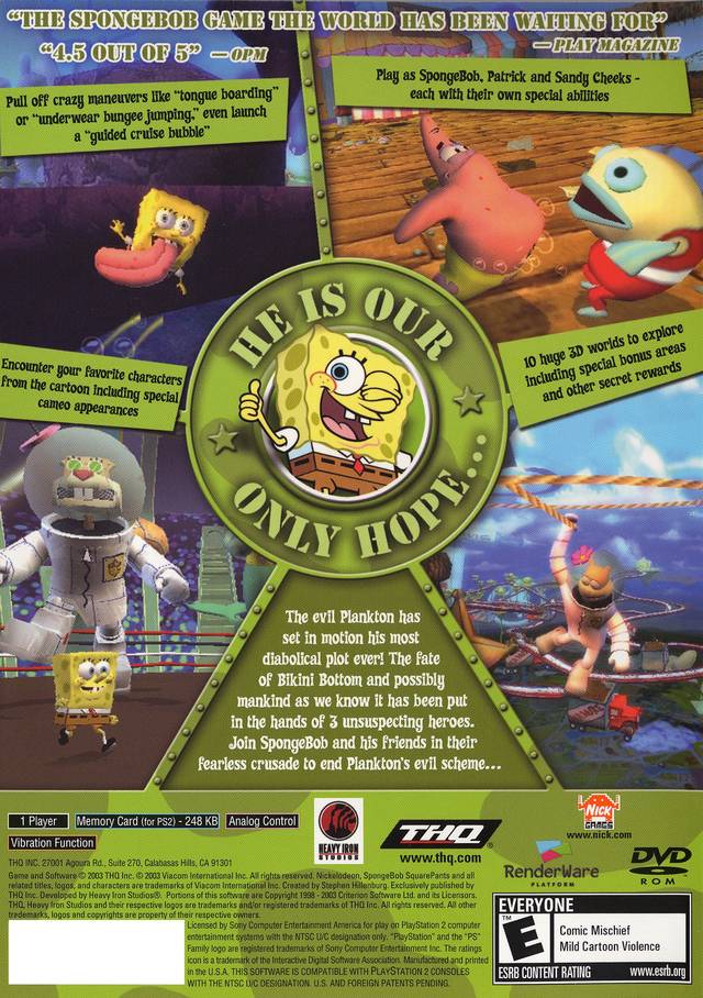 SpongeBob SquarePants: Battle for Bikini Bottom - (PS2) PlayStation 2 [Pre-Owned] Video Games THQ   