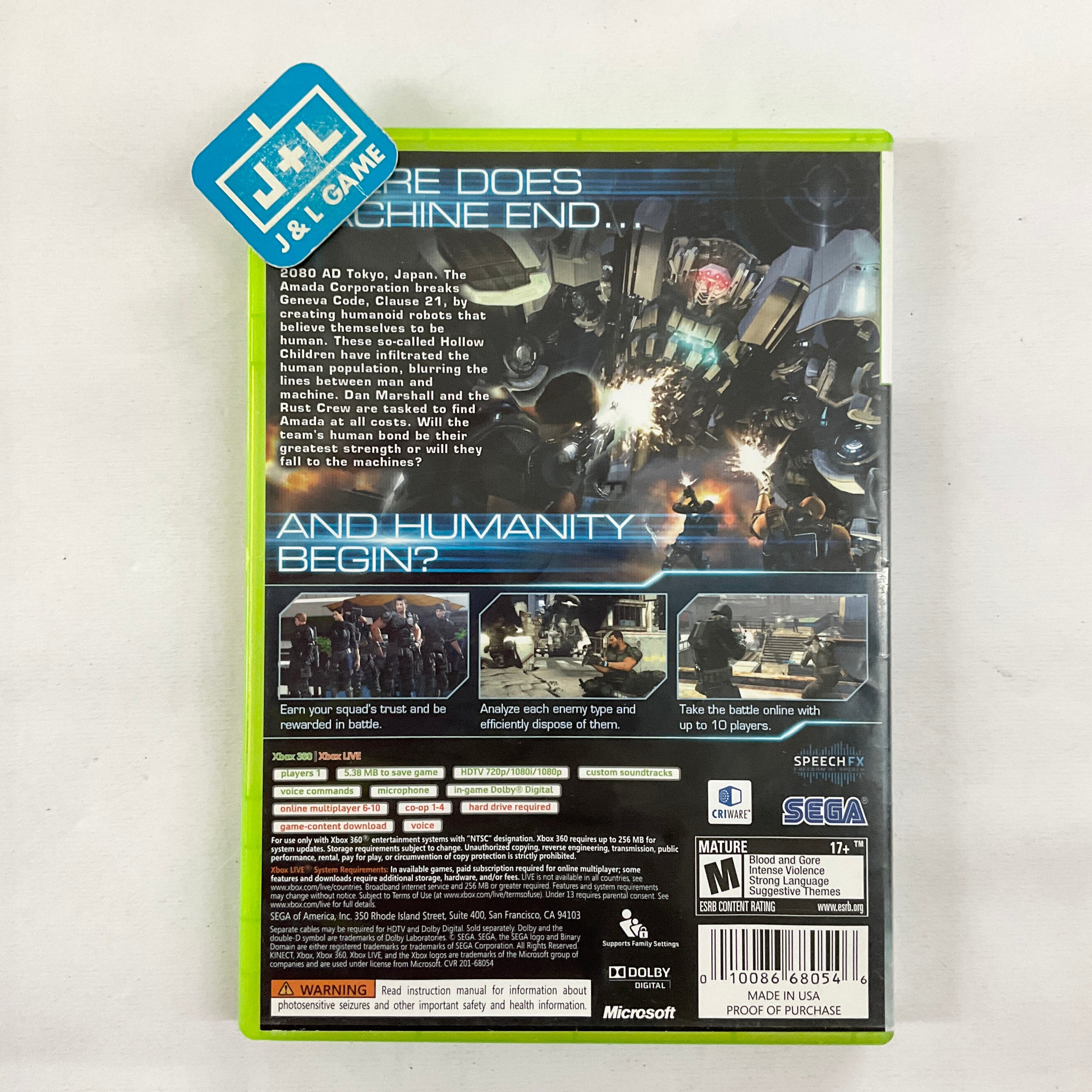 Binary Domain - Xbox 360 [Pre-Owned] | J&L Game