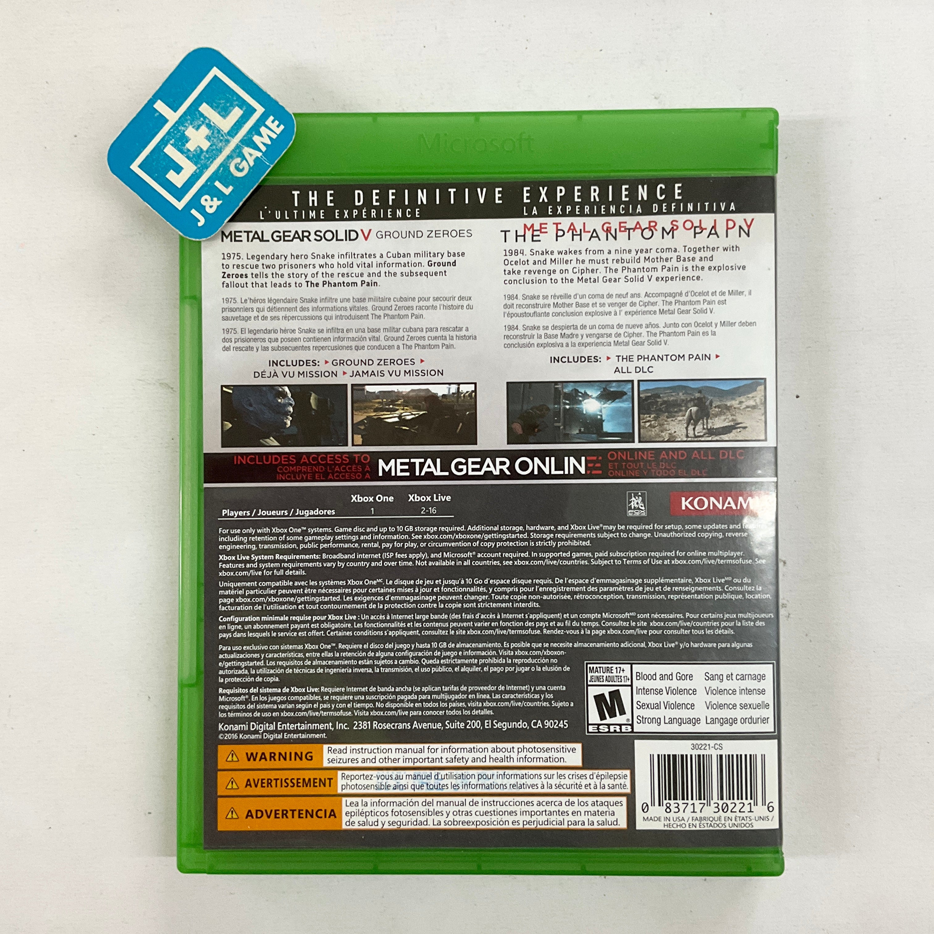 metal gear 4 xbox one Metal Gear Solid V The Definitive Experience