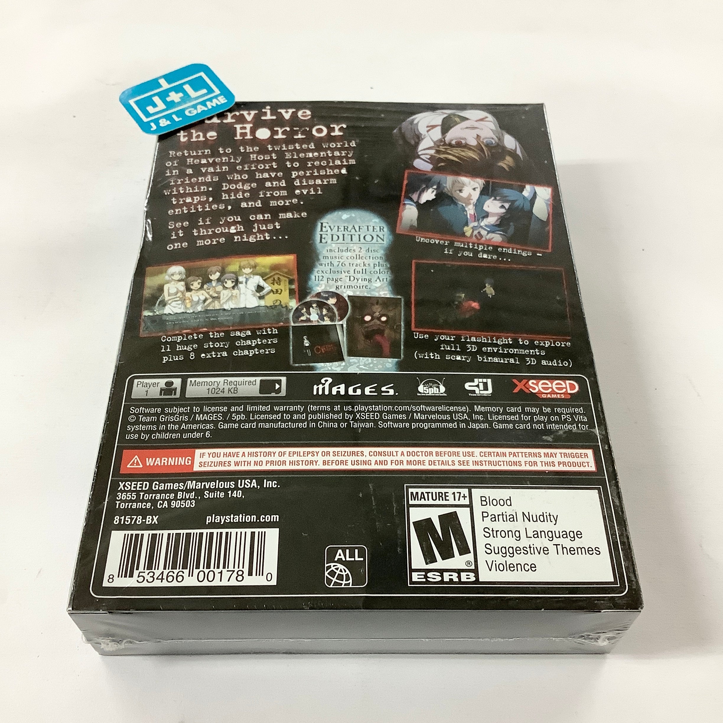 Jeu PlayStation Vita Corpse Party Blood Drive, Version PAL, Complet Et Comme Neuf