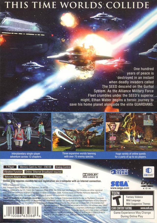 Phantasy Star Universe - (PS2) PlayStation 2 [Pre-Owned] | J&L Game