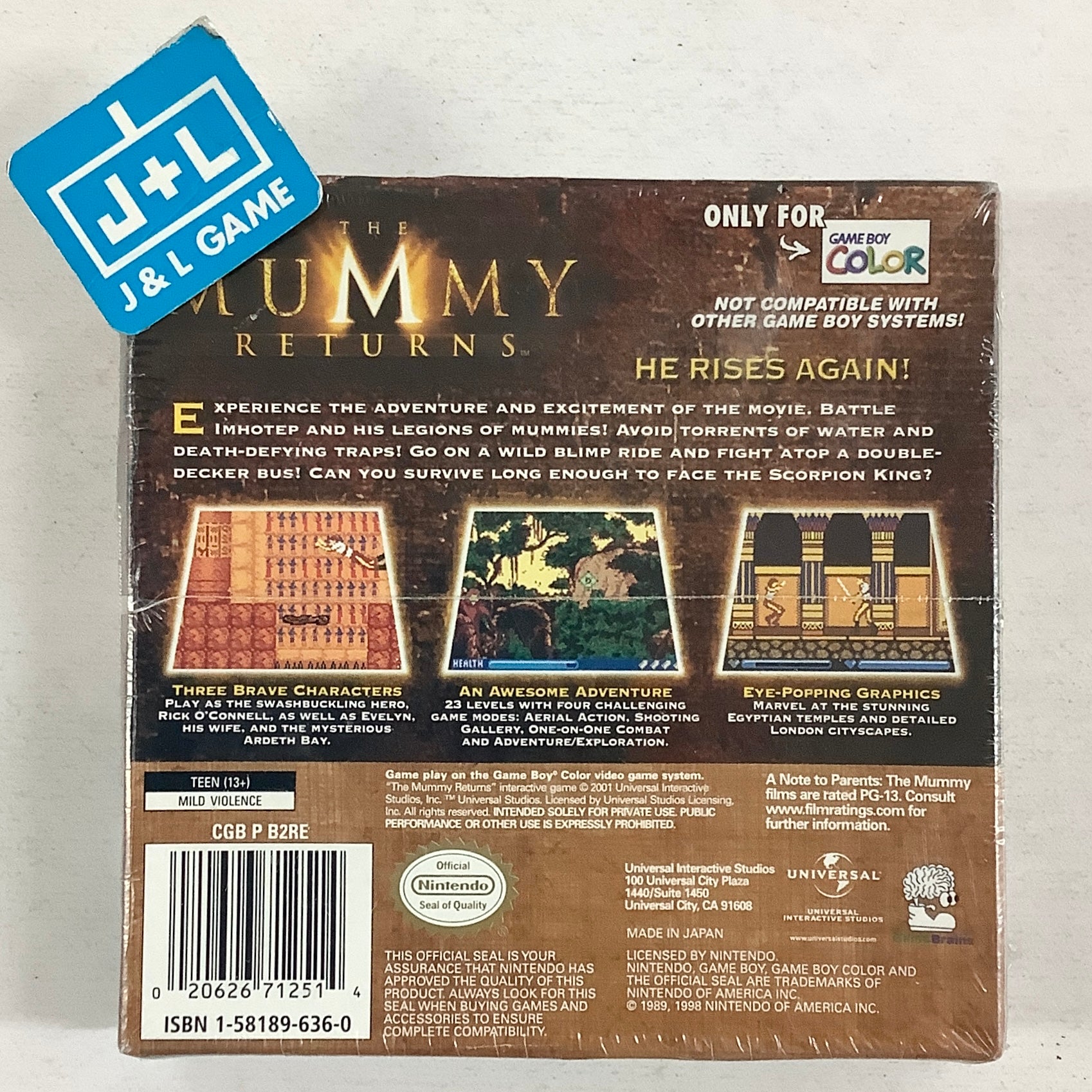 The Mummy Returns - (GBC) Game Boy Color Video Games Universal Interactive