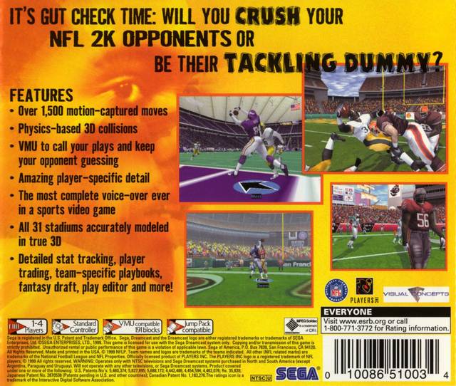 NFL 2K - (DC) SEGA Dreamcast [Pre-Owned] Video Games Sega   