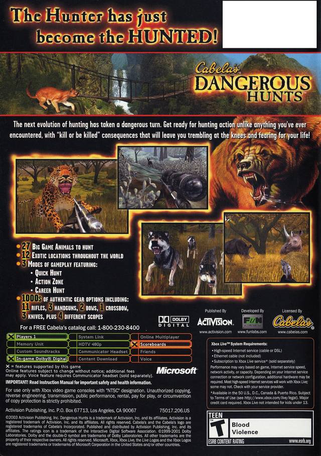 Cabela's Dangerous Hunts - (XB) Xbox Video Games Activision   