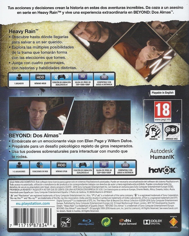 Heavy Rain and Beyond: Two Souls Collection - (PS4) Playstation 4 [Pre-Owned] (European Import) Video Games Sony   