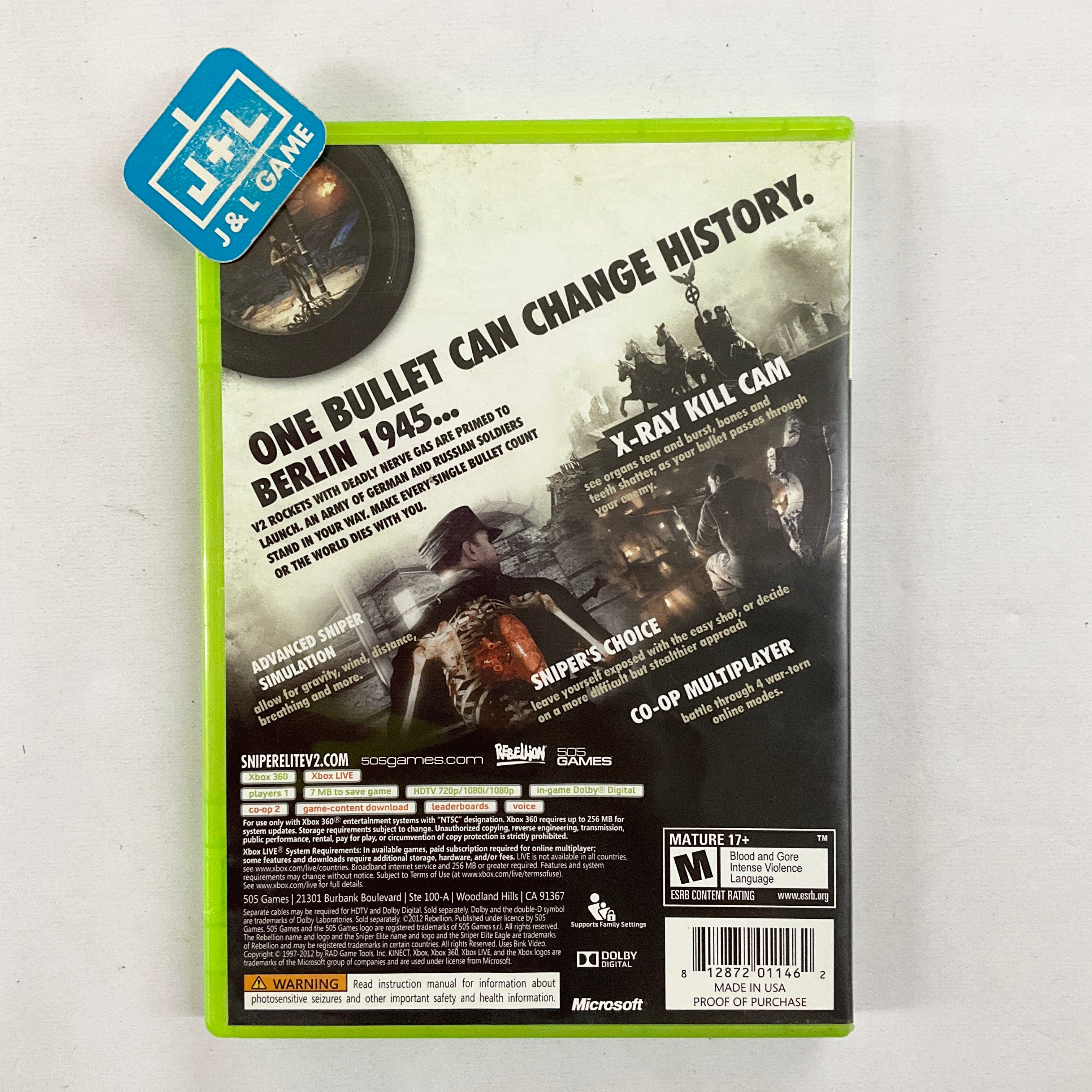 Sniper Elite V2 - Xbox 360 [Pre-Owned] Video Games 505 Games   