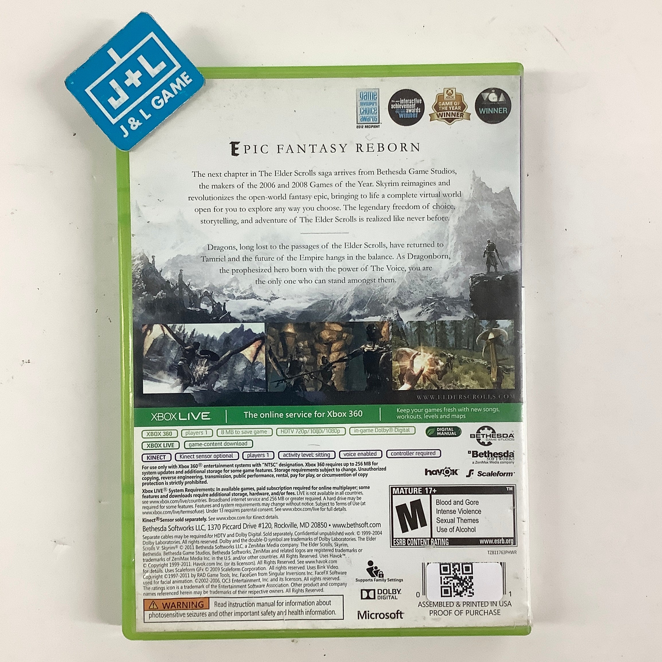 The Elder Scrolls V: Skyrim (Platinum Hits) - Xbox 360 [Pre-Owned] Video Games Bethesda Softworks