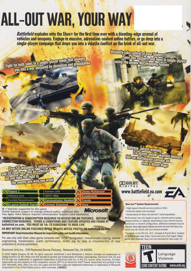 Battlefield 2: Modern Combat - (XB) Xbox Video Games EA Games   