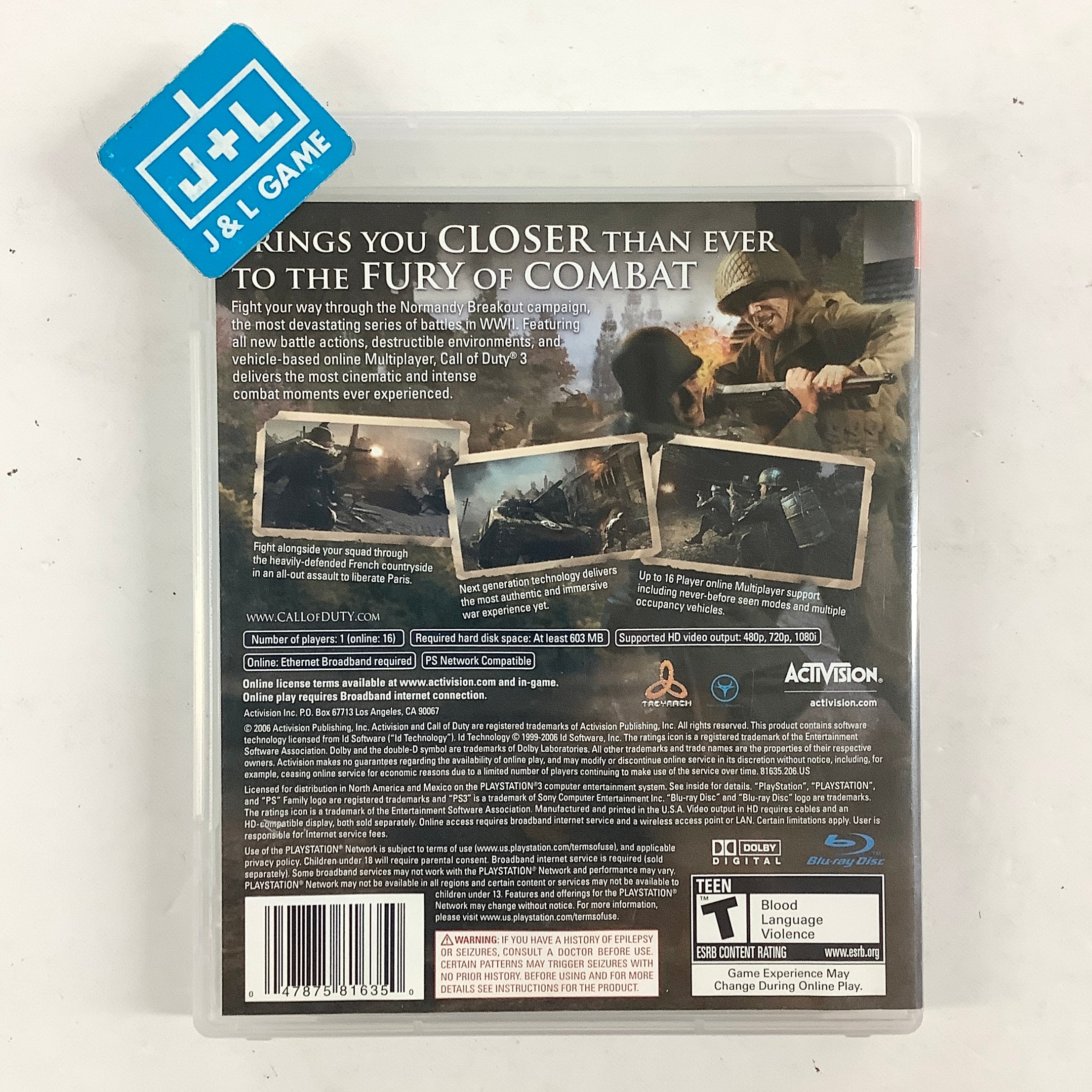 Call of Duty 3 - (PS3) PlayStation 3 [Pre-Owned] Video Games Activision