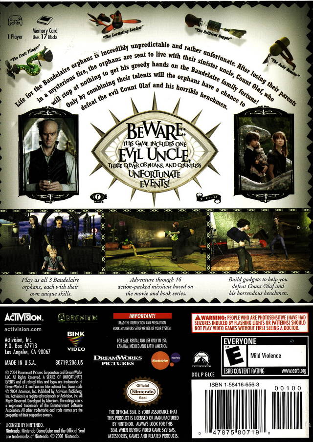 Lemony Snicket's A Series of Unfortunate Events - (GC) GameCube [Pre-Owned] Video Games Activision   