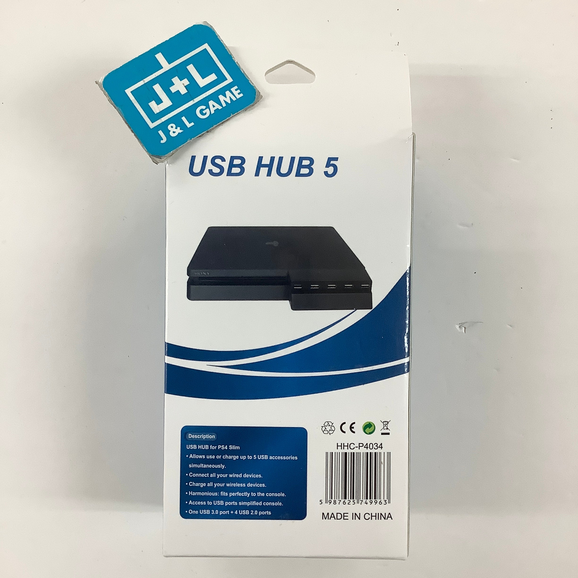 TNP 5 Port USB Hub for PS4 Slim Edition - USB 3.0/2.0 High Speed Extender - (PS4) PlayStation 4