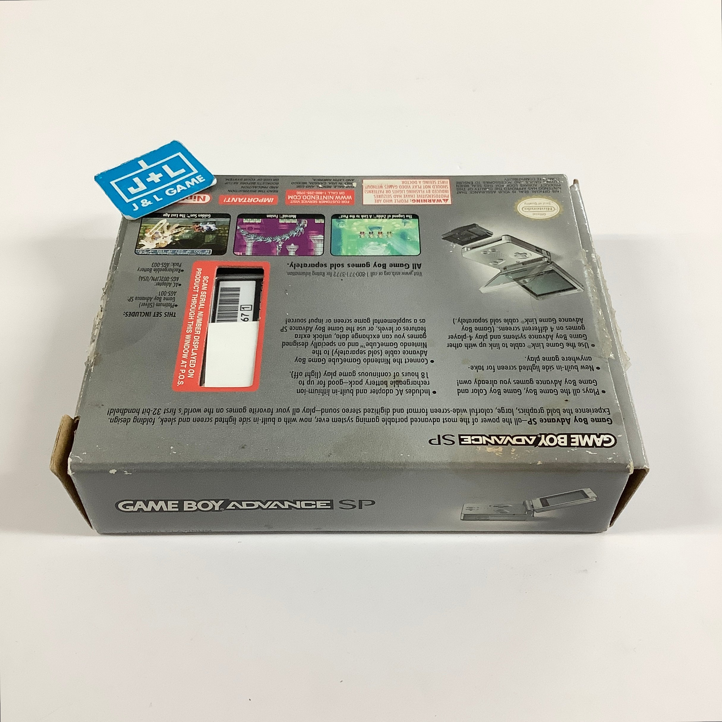 Nintendo Game Boy Advance SP Console AGS-001 (Silver) - (GBA) Game Boy Advance SP [Pre-Owned]