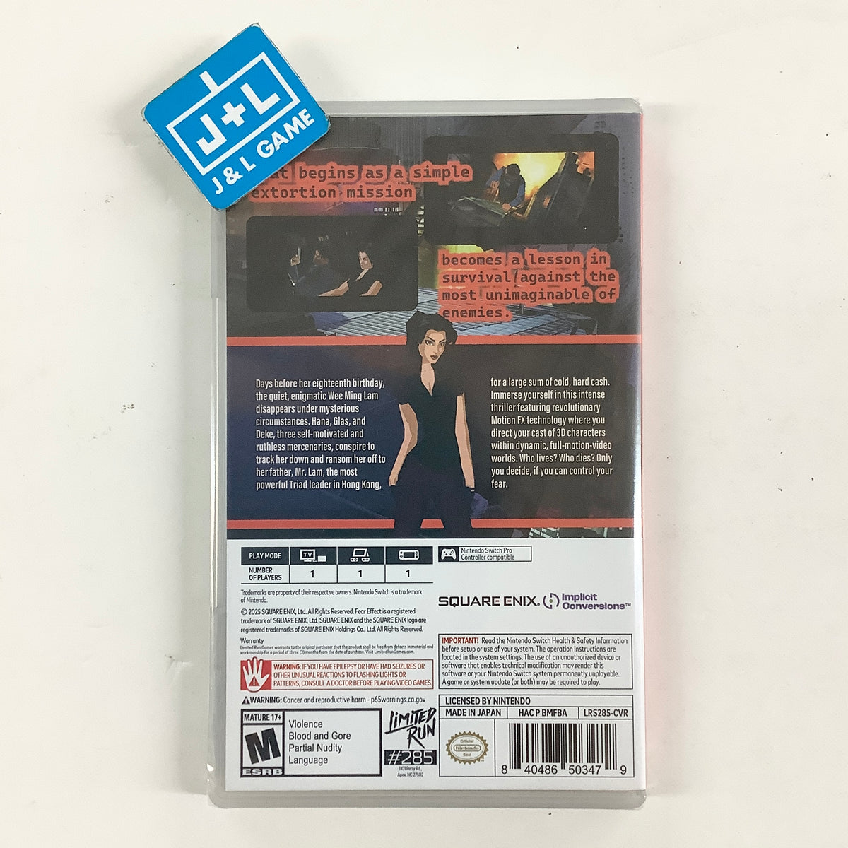 Fear Effect (Limited Run Games #285) - (NSW) Nintendo Switch Video Games Limited Run