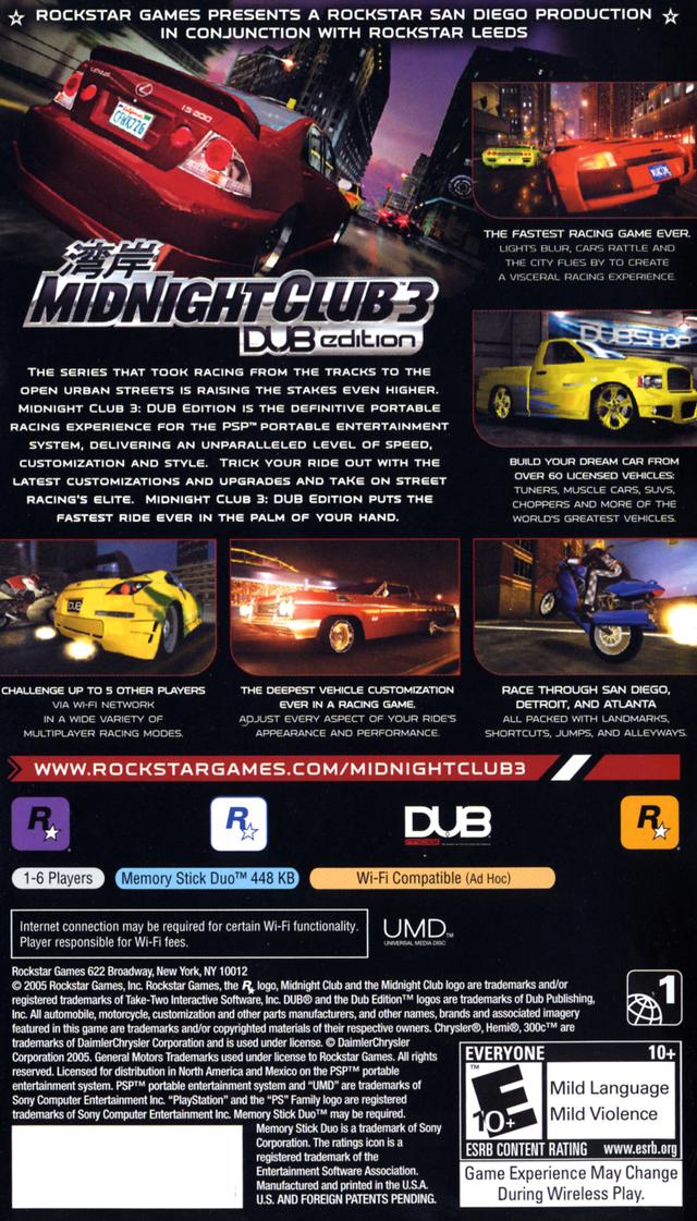 Midnight Club 3: DUB Edition - SONY PSP [Pre-Owned] Video Games Rockstar Games   