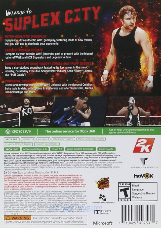 WWE 2K17 - Xbox 360 [Pre-Owned] Video Games 2K Sports   