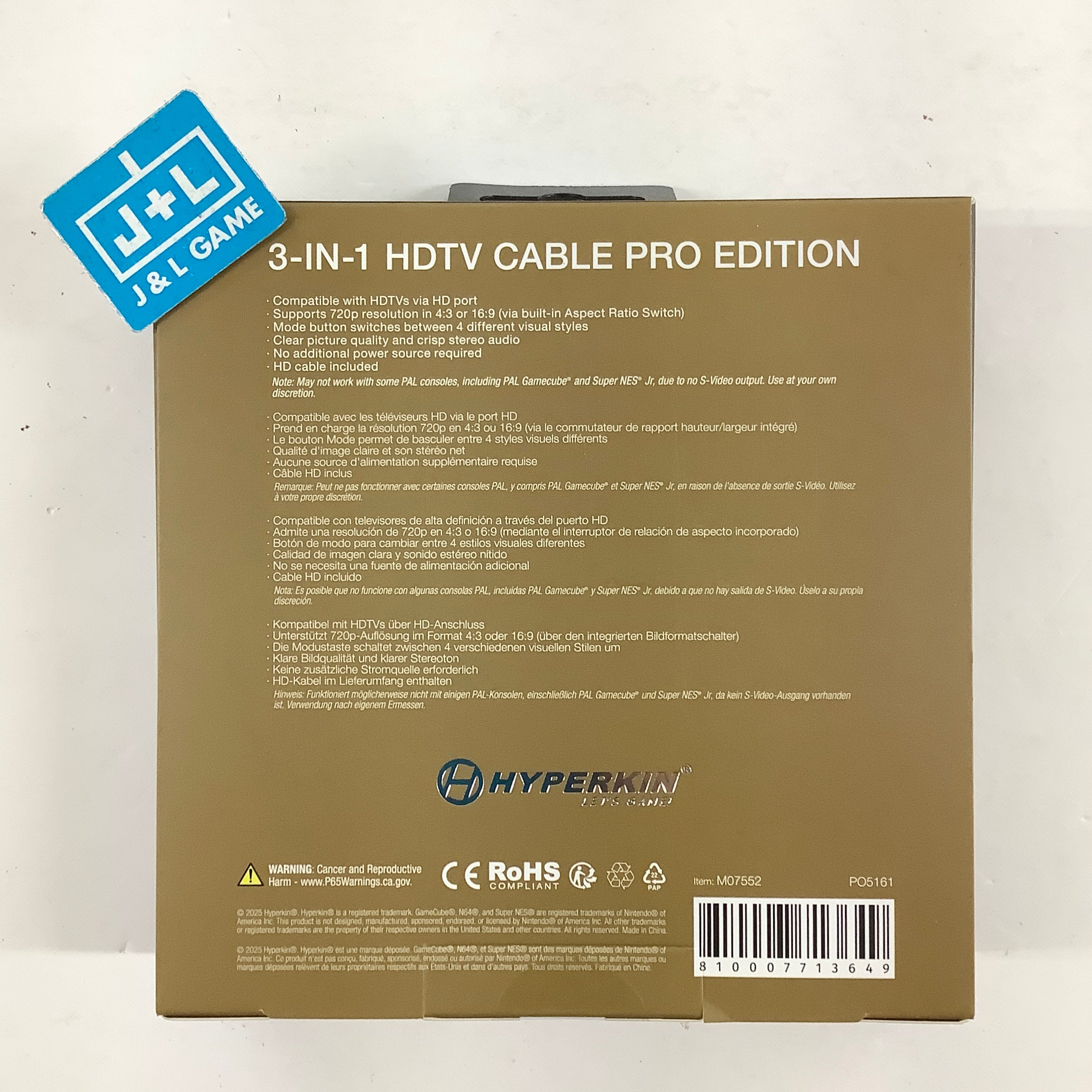 Hyperkin 3-In-1 HDTV Cable Pro Edition for GameCube/N64/Super NES ACCESSORIES Hyperkin