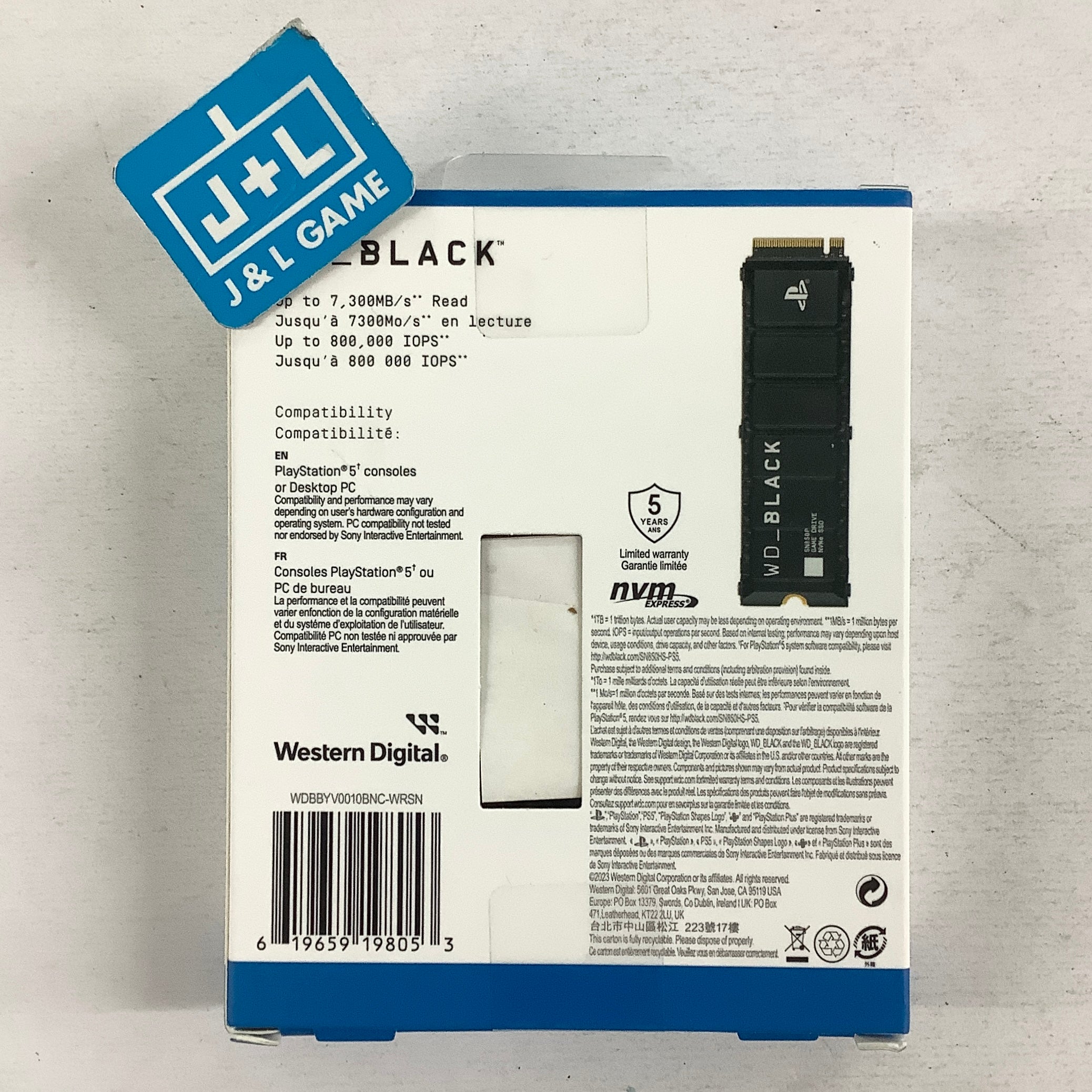 WD_BLACK 1TB SN850P NVMe M.2 SSD Officially Licensed Storage Expansion for PS5 Consoles, up to 7,300MB/s, with heatsink - WDBBYV0010BNC-WRSN - (PS5) PlayStation 5 ACCESSORIES WD_BLACK