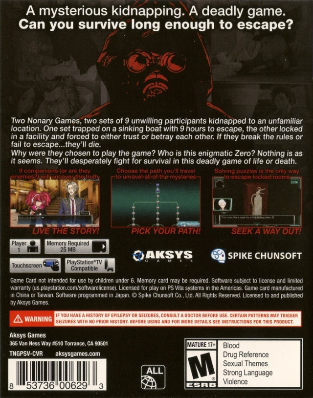 Zero Escape: The Nonary Games - (PSV) PlayStation Vita | J&L Game