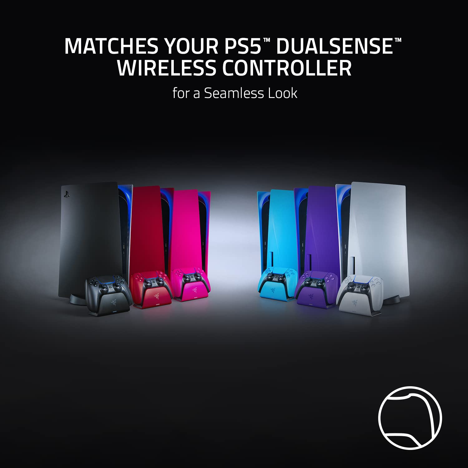 Razer Quick Charging Stand - Curved Cradle Design Matches PS5 DualSense Wireless Controller One-Handed Navigation USB Powered White - (PS5) PlayStation 5 ACCESSORIES Razer