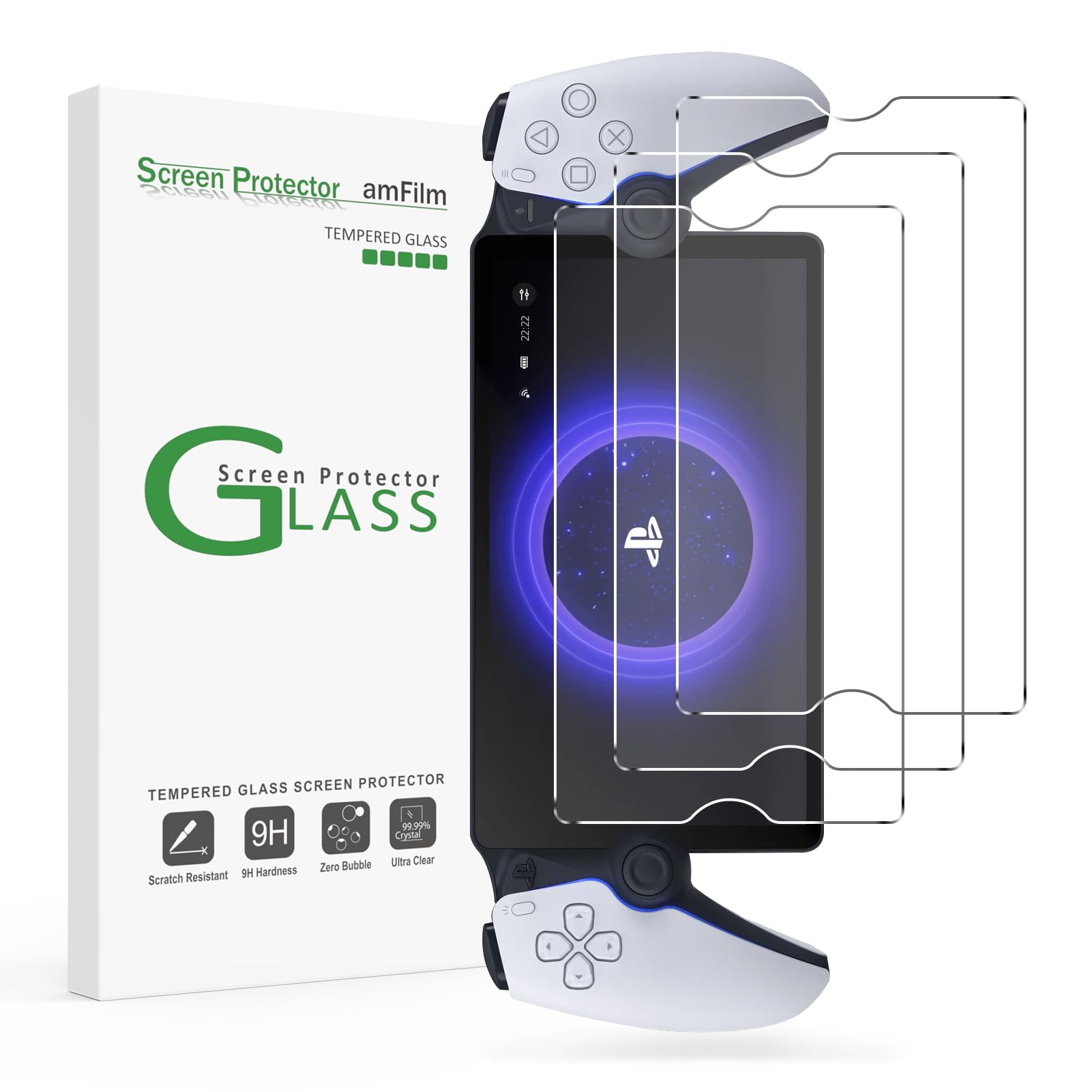 amFilm Tempered Glass Screen Protector PlayStation Portal Remote 3 Pack - (PS5) PlayStation 5 Home Entertainment amFilm
