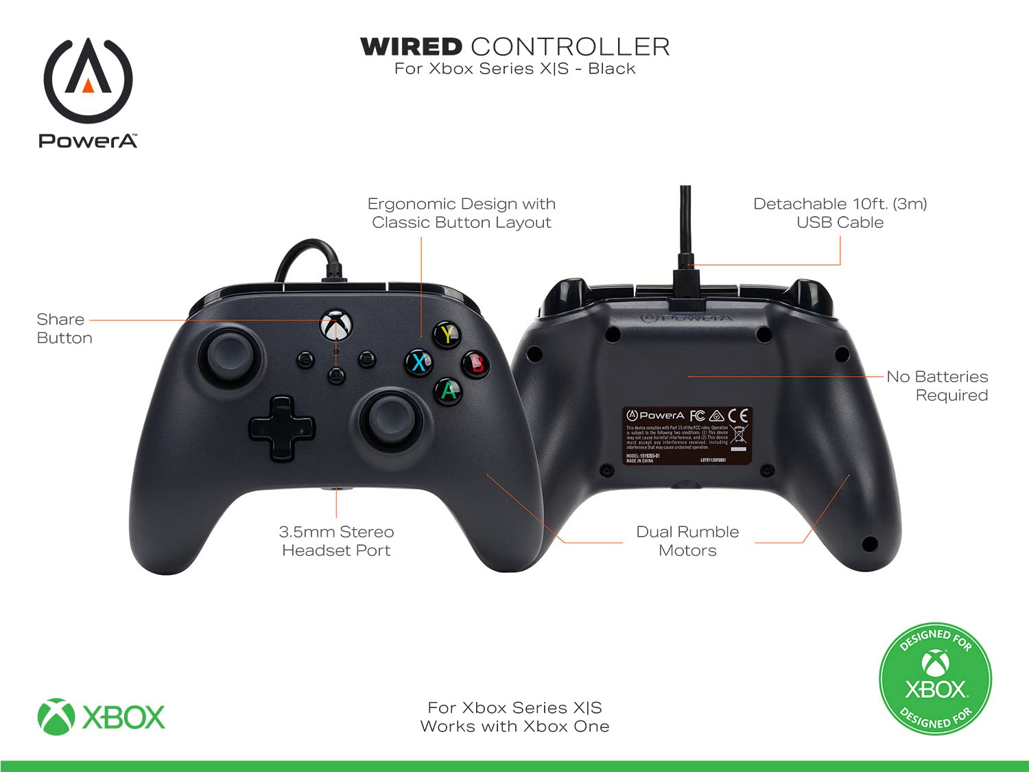 PowerA Xbox Series X Wired Controller (Black) - (XSX) Xbox Series X Accessories PowerA   